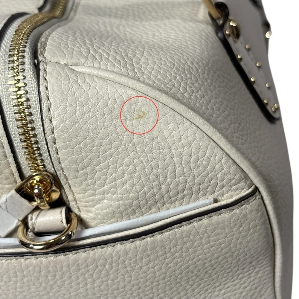 NWT Michael Kors Aria Medium Satchel Ecru Cream Pebbled Leather Purse Handbag - Picture 9 of 10